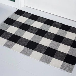 Black-White y Buffalo Plaid Area Rug 24 x 35 Inch Small Carpet